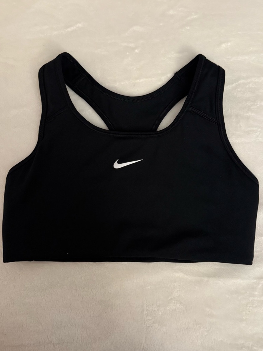 Nike Black Racerback Sports Bra with White Swoosh